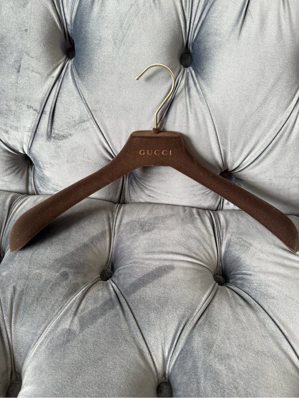 Gucci Brown Velvet Hanger with Gold Hook